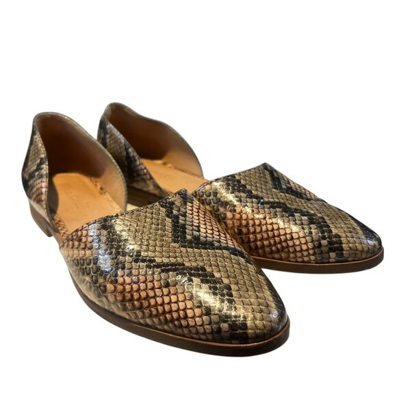 Madewell Marisa D’Orsay Snake Embossed Leather Flat Shoes Slip‎ On Size 7.5 $128 - Picture 2 of 8